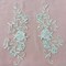 1 Pair Beaded & Corded Floral Lace Applique Embroidered on 100% Polyester 9.5" x 2" Each Side